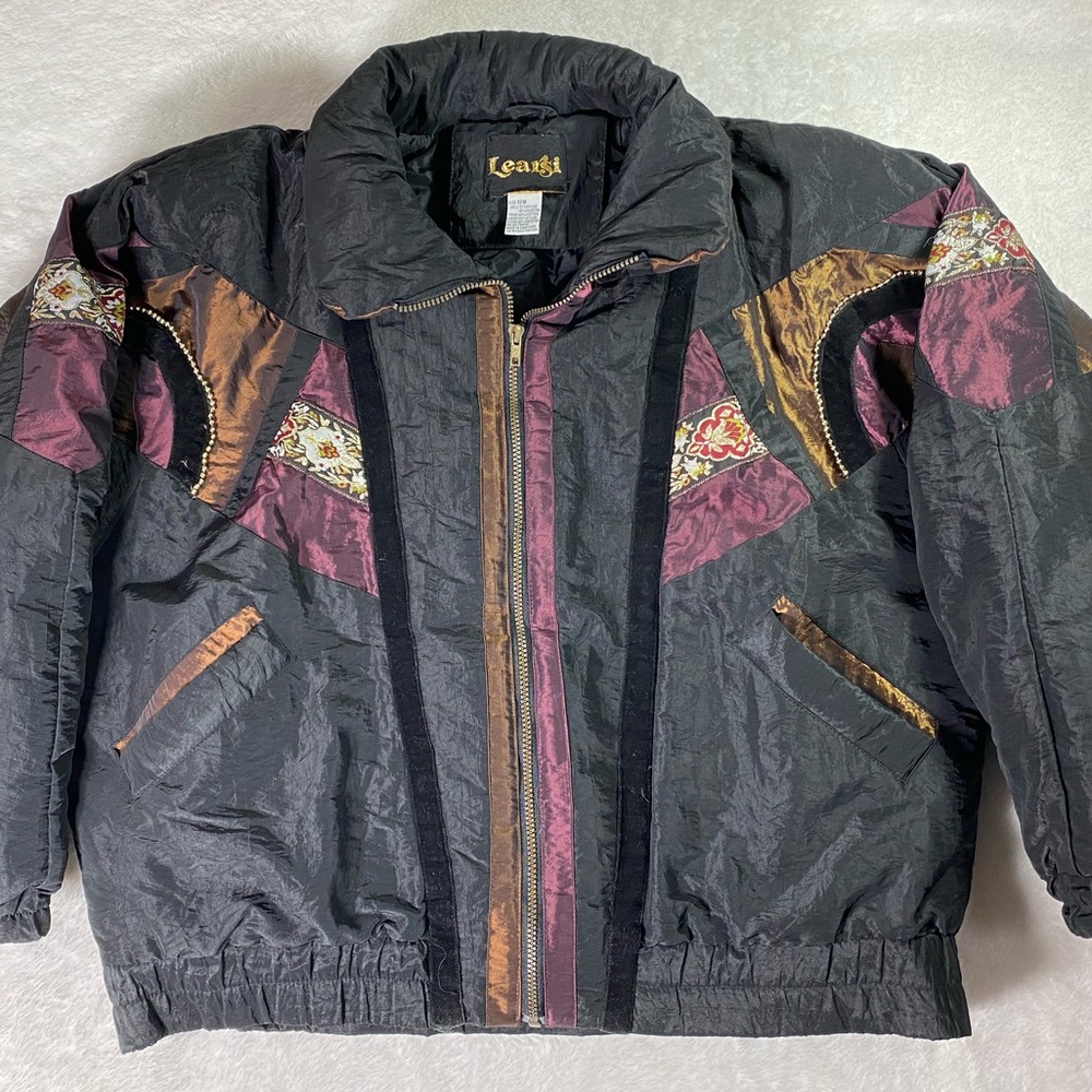 Learsi Vintage Art to Wear Quilted Windbreaker Jacket/Coat 18W Floral Vintage